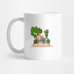 Reading and plants illustration Mug